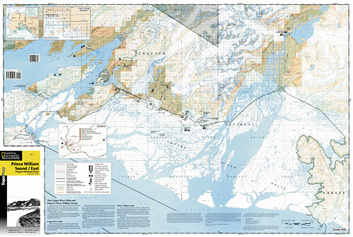 detail Prince William Sound, East národní park (Alaska) turistická mapa GPS komp. NGS