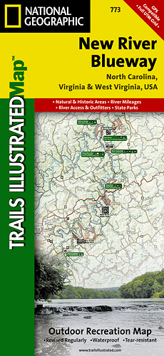 detail New River Blueway národní park (North Carolina-Virginia) turistická mapa GPS kom