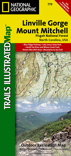 Linville Gorge / Mt. Mitchell národní park (North Carolina) turistická mapa GPS