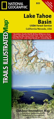 Lake Tahoe Basin národní park (Kalifornie) turistická mapa GPS komp. NGS