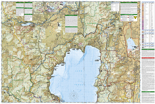 detail Lake Tahoe Basin národní park (Kalifornie) turistická mapa GPS komp. NGS