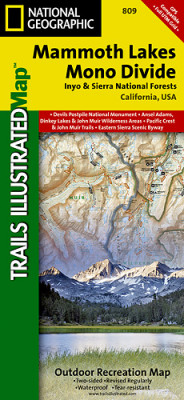 Mammoth Lakes, Mono Divide národní park (Kalifornie) turistická mapa GPS komp. N