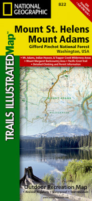 Mount St. Helens, Mount Adams národní park (Washington) turistická mapa GPS komp