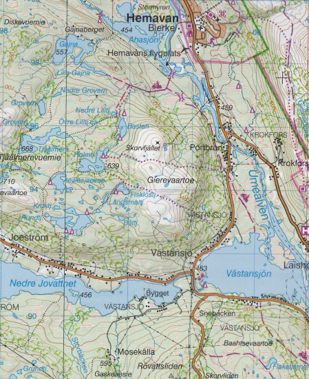 detail Tärnaby, Hemavan, Ammarnäs AC2 1:100t turistická mapa (Švédsko)