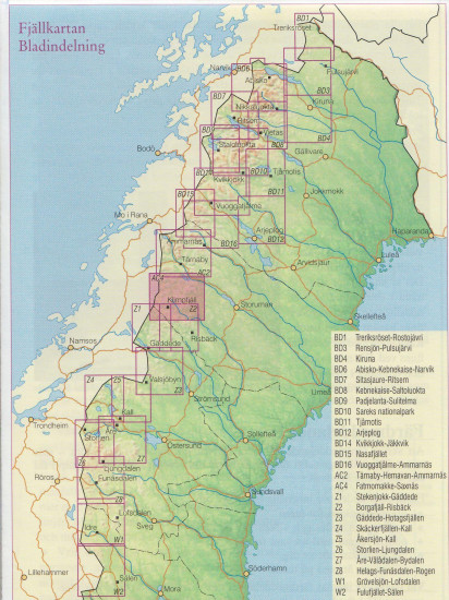 detail Fatmomakke, Saxnäs AC4 1:100t turistická mapa (Švédsko)