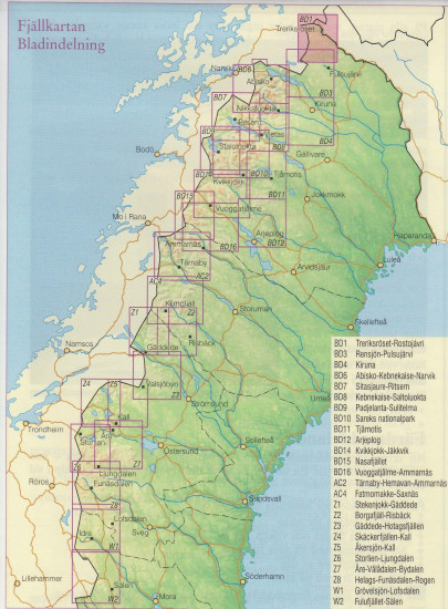 detail Treriksröset, Rostojavri BD1 1:100t turistická mapa (Švédsko)