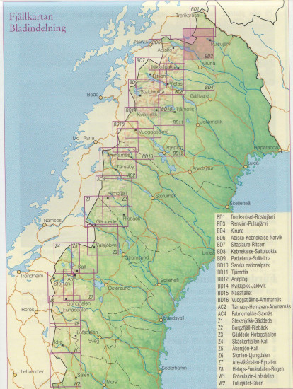 detail Rensjön, Pulsujärvi BD3 1:100t turistická mapa (Švédsko)