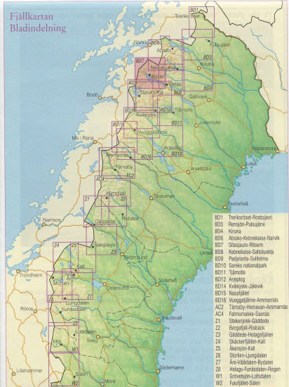 detail Sitasjaure, ritsem BD7 1:100t turistická mapa (Švédsko)