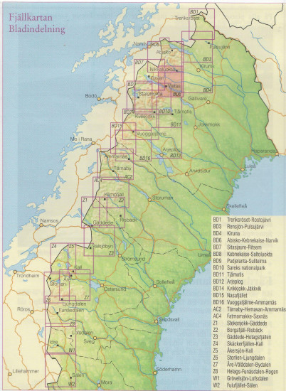 detail Kebnekaise, Saltoluokta BD8 1:100t turistická mapa (Švédsko)
