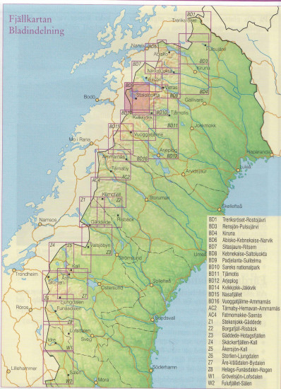 detail Padjelanta, Sulitelma BD9 1:100t turistická mapa (Švédsko)