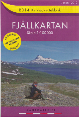 Kvikkjokk, Jäkkvik BD14 1:100t turistická mapa (Švédsko)