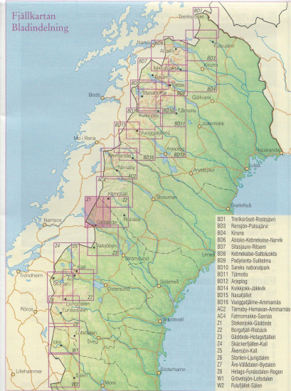 detail Stekenjokk, Gäddede Z1 1:100t turistická mapa (Švédsko)