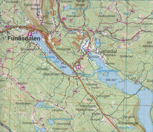 detail Helags, Funäsdalen, Rogen Z8 1.100t turistická mapa (Švédsko)