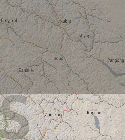 detail Ladakh & Zanskar South (Upper Zanskar, Rupshu) 1:150t mapa OLIZANE