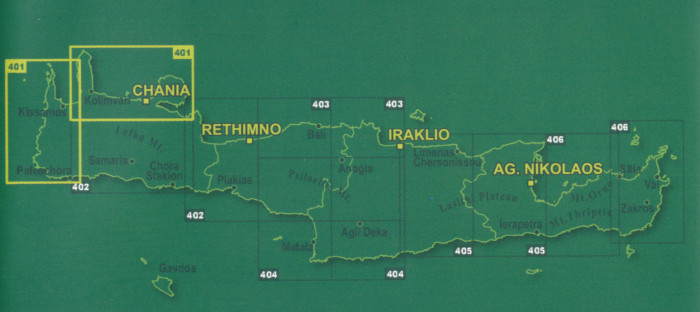 detail Kissamos, Chania (Kréta) 1:50.000, turistická mapa ORAMA #401