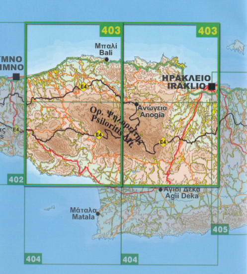 detail Psiloritis, Iraklio (Kréta) 1:50.000, turistická mapa ORAMA #403