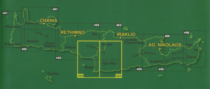 detail Psiloritis, Matala (Kréta) 1:50.000, turistická mapa ORAMA #404