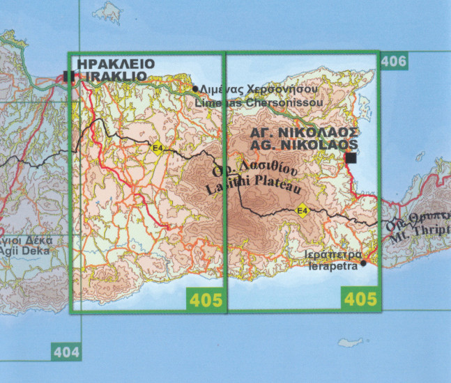 detail Iraklio, Lasithi Plateau (Kréta) 1:50.000, turistická mapa ORAMA #405