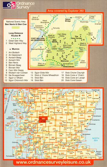 detail Ben Nevis / Fort William 1:25.000 turistická mapa OS #392