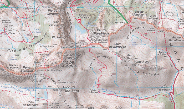 detail #4 Bigorre, Pyrenness NP, Ordesa y M. Perdido 1:50t mapa RANDO