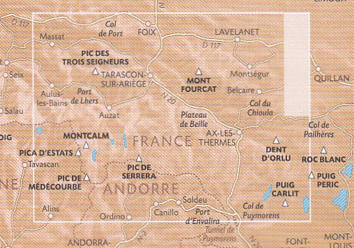detail #7 Haute-Ariége, Vicdessos, Orlu 1:50t mapa RANDO