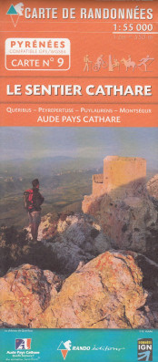 #9 Sentier Cathare, Quéribus, Peyrepertuse 1:55t mapa RANDO