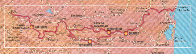 detail #9 Sentier Cathare, Quéribus, Peyrepertuse 1:55t mapa RANDO