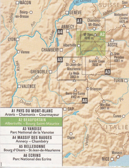 detail A2 Beaufortain, Albertville 1:50t mapa RANDO