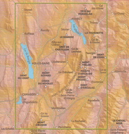 detail A4 Massif de Bauges, Annency 1:50t mapa RANDO