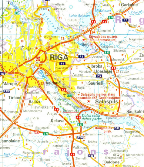 detail Lotyšsko (Latvia) 1:325.000 mapa RKH