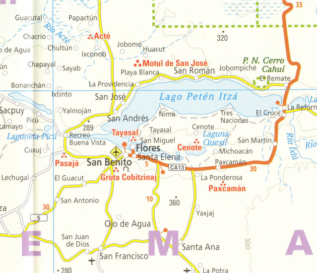 detail Guatemala, Belize 1:500t mapa RKH