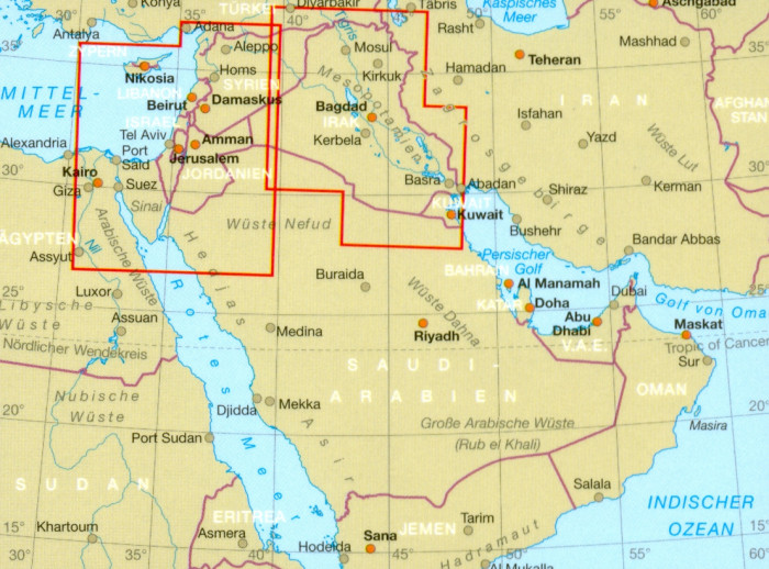 detail Střední Východ (Middle East) 1:1,2m mapa RKH