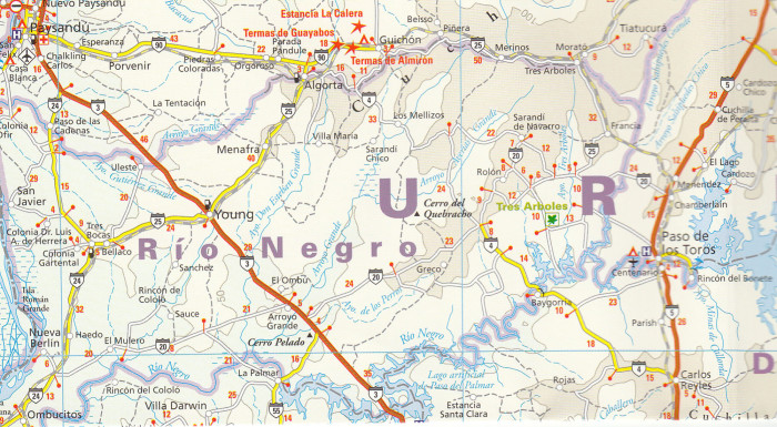 detail Uruguay, Paraguay 1:1,2m mapa RKH