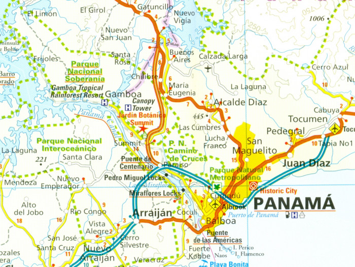 detail Kostarika (Costa Rica) & Panama 1:550t mapa RKH