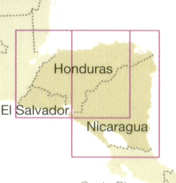 detail Nikaragua (Nicaragua), Honduras & El Salvador 1:650t mapa RKH