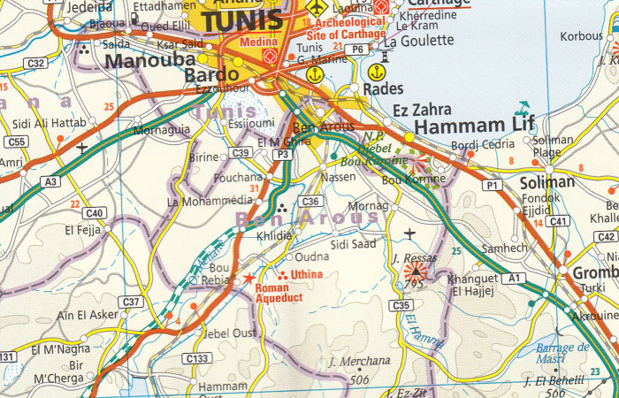 detail Tunisko (Tunisia) 1:600t mapa RKH