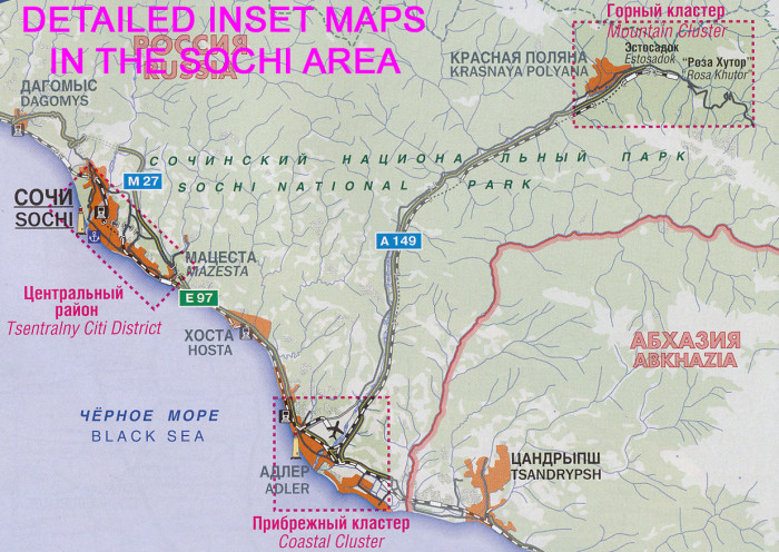 detail Russia´s Black Sea Coast with town plans