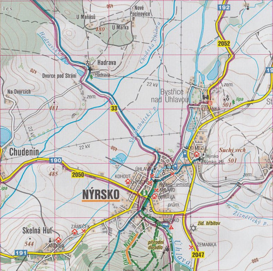 detail Pošumaví, Klatovsko 1:50t turistická mapa (32) SC
