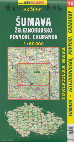 detail Šumava Železnorudsko, Povydří, Churáňov 1:50t turistická mapa (34) SC
