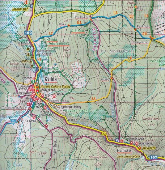 detail Šumava Trojmezí, Pláně 1:50t turistická mapa (35) SC