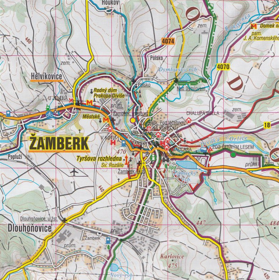 detail Českomoravské mezihoří, Lanškrounsko 1:50t turistická mapa (54) SC