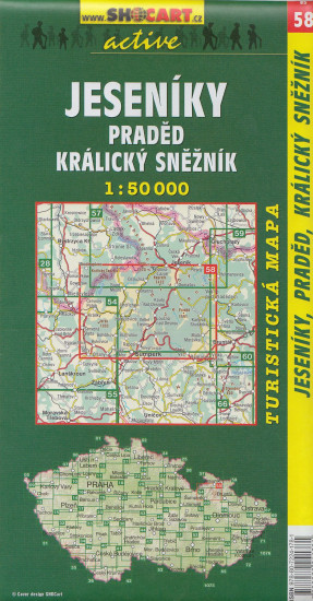 detail Jeseníky ,Praděd, Kralický Sněžník 1:50t turistická mapa (58) SC