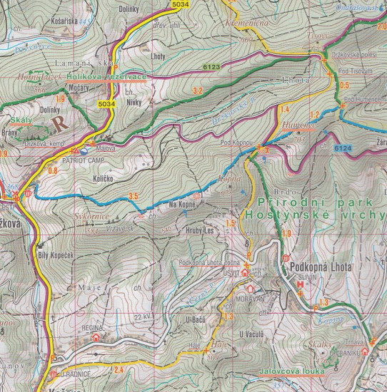 detail Zlínsko, Hostýnské a Vizovické vrchy 1:50t turistická mapa (70) SC