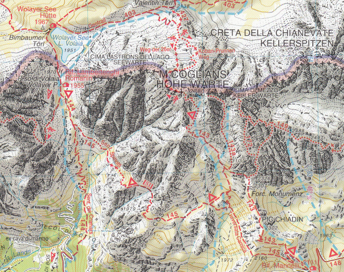 detail Sappada – S. Stefano, Forni Avoltri 1:25 000 turistická mapa TABACCO #01