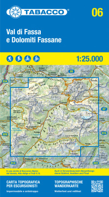 Val di Fassa, Dolomiti Fassane 1:25 000 turistická mapa TABACCO #06