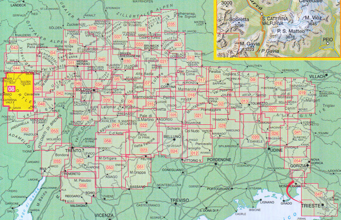detail Ortles – Cevedale 1:25 000 turistická mapa TABACCO #08