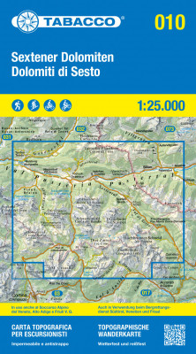 Dolomiti di Sesto 1:25 000 turistická mapa TABACCO #010