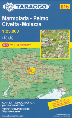 Marmolada, Pelmo, Civetta, Moiazza 1:25 000 turistická mapa TABACCO #015