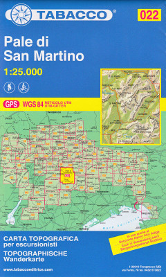 Pale di San Martino 1:25 000 turistická mapa TABACCO #22