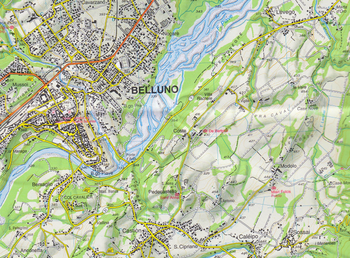 detail Prealpi e Dolomiti Bellunesi 1:25 000 turistická mapa TABACCO #24